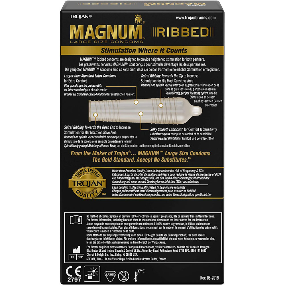 Trojan Magnum Ribbed Condoms 12 Pack Image 3