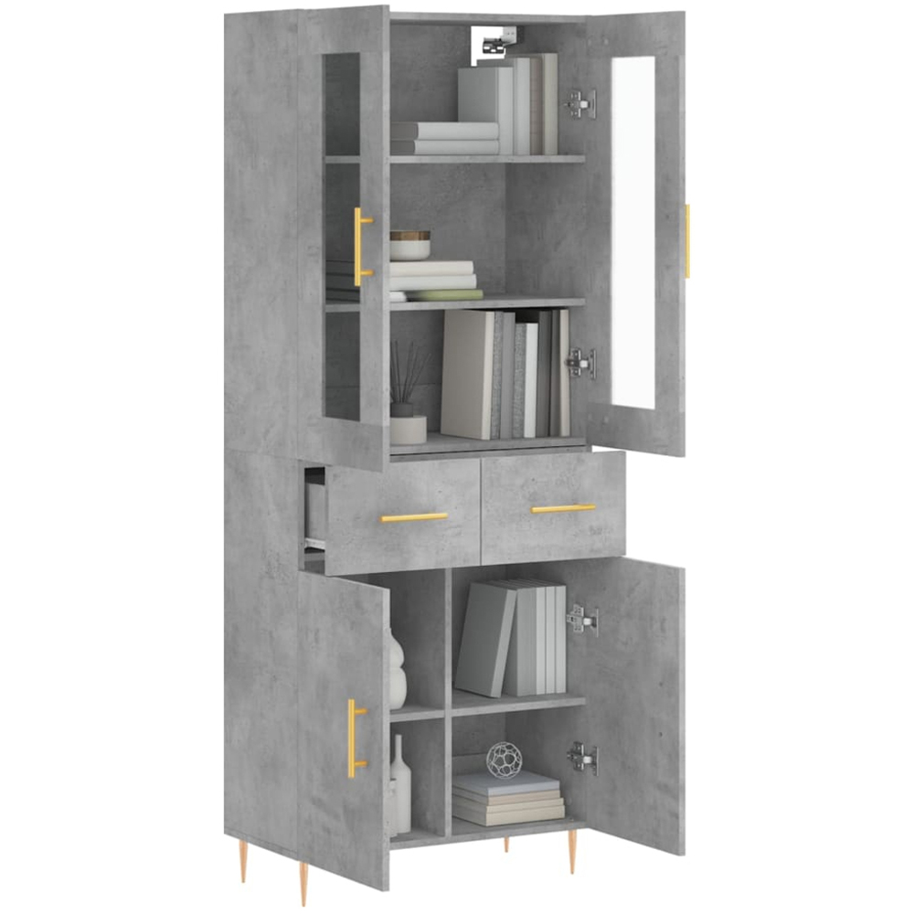 vidaXL 4 Door 2 Drawer Concrete Grey Highboard Image 3