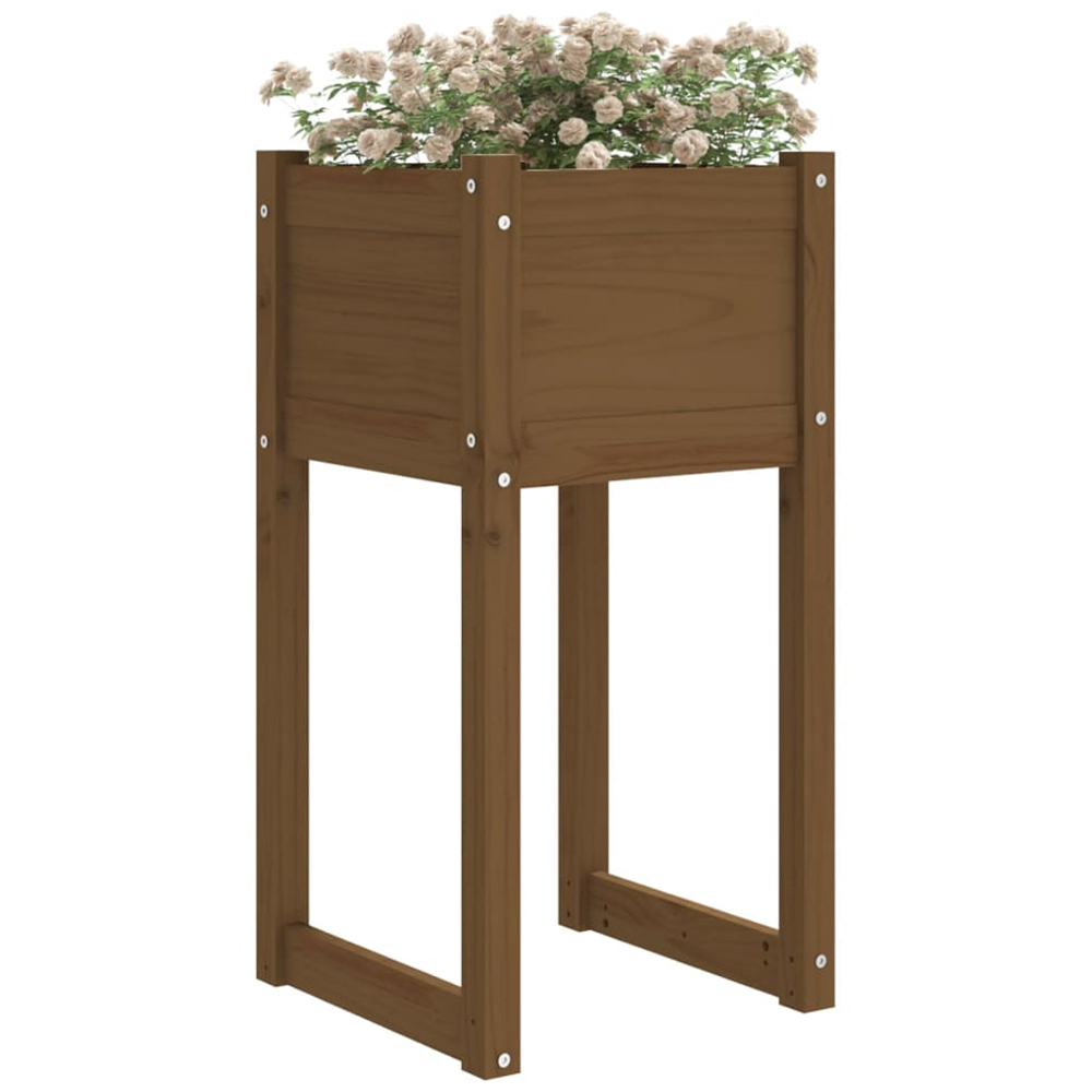 vidaXL Honey Brown Solid Pine Wood Garden Planter 40 x 40 x 81cm 2 Pack Image 2