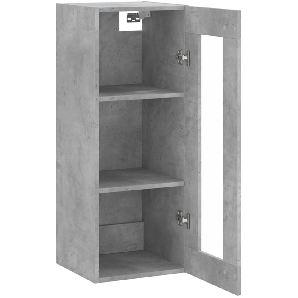 vidaXL Single Glass Door Concrete Grey Wall Mounted Slim Cabinet Image 7