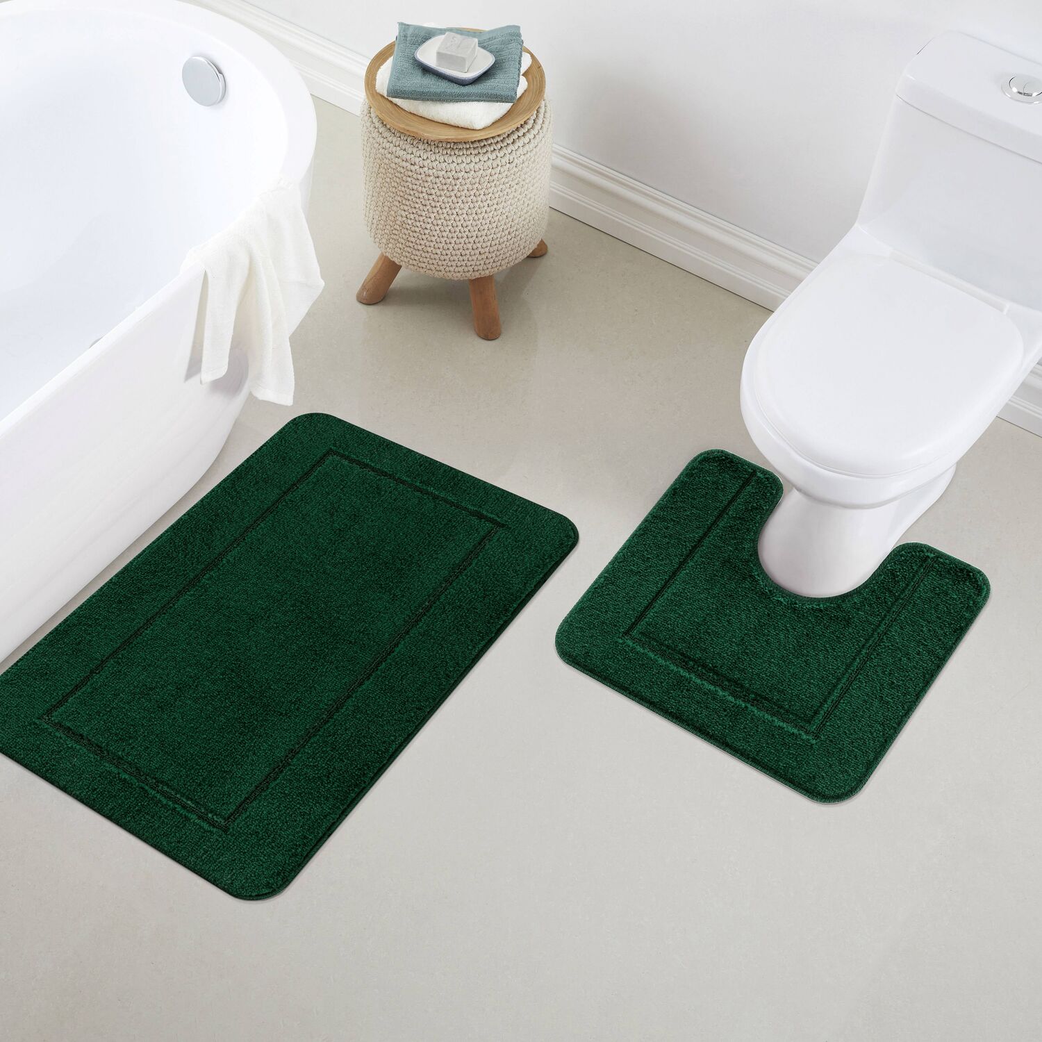 Chelsea 2 Piece Bath Mat Set - Emerald Image 3