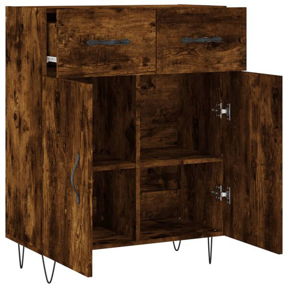 vidaXL 2 Door 2 Drawer Smoked Oak Sideboard Image 3