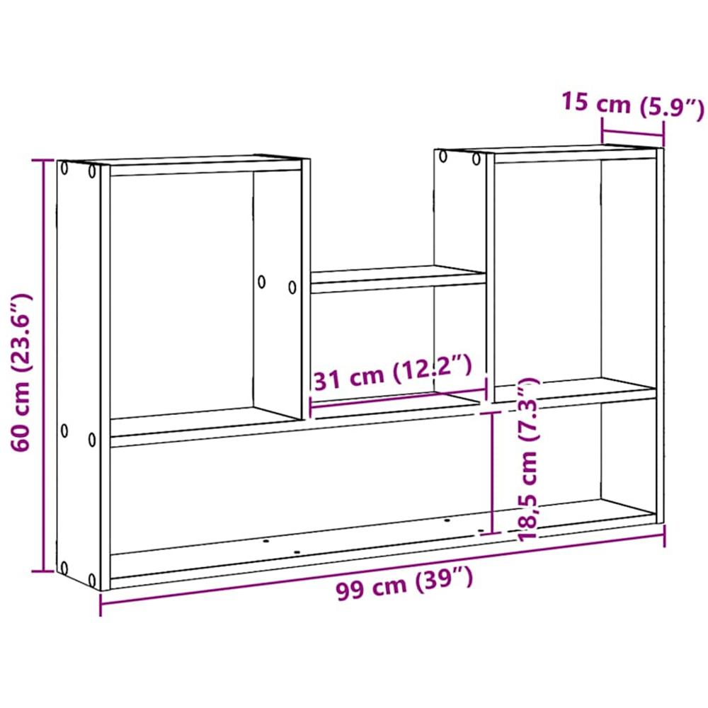 vidaXL 5 Shelf Artisan Oak Floating Wall Shelf Image 9