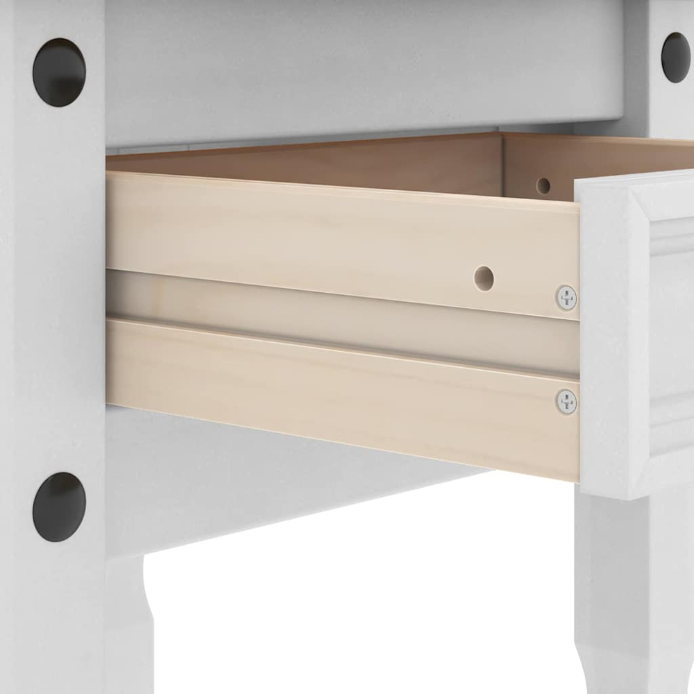 vidaXL Corona Single Drawer White Solid Pine Wood End Table Image 8