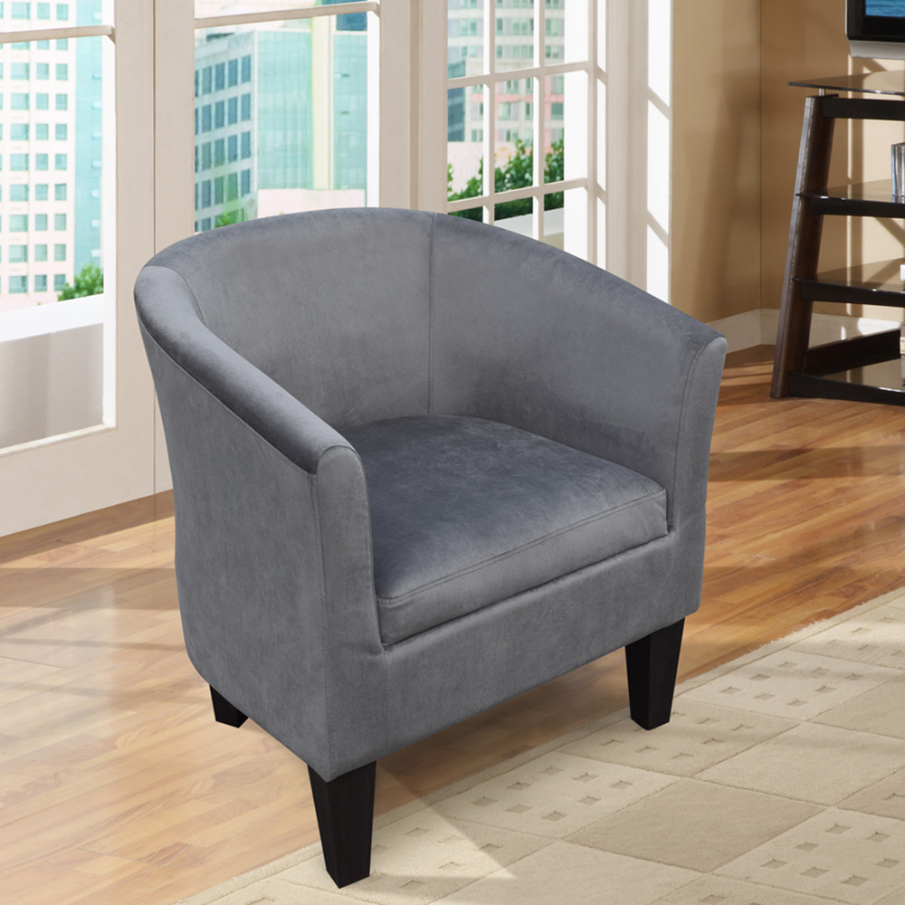 Comfy Living Grey Brushed Velvet Tub Chair Image 4