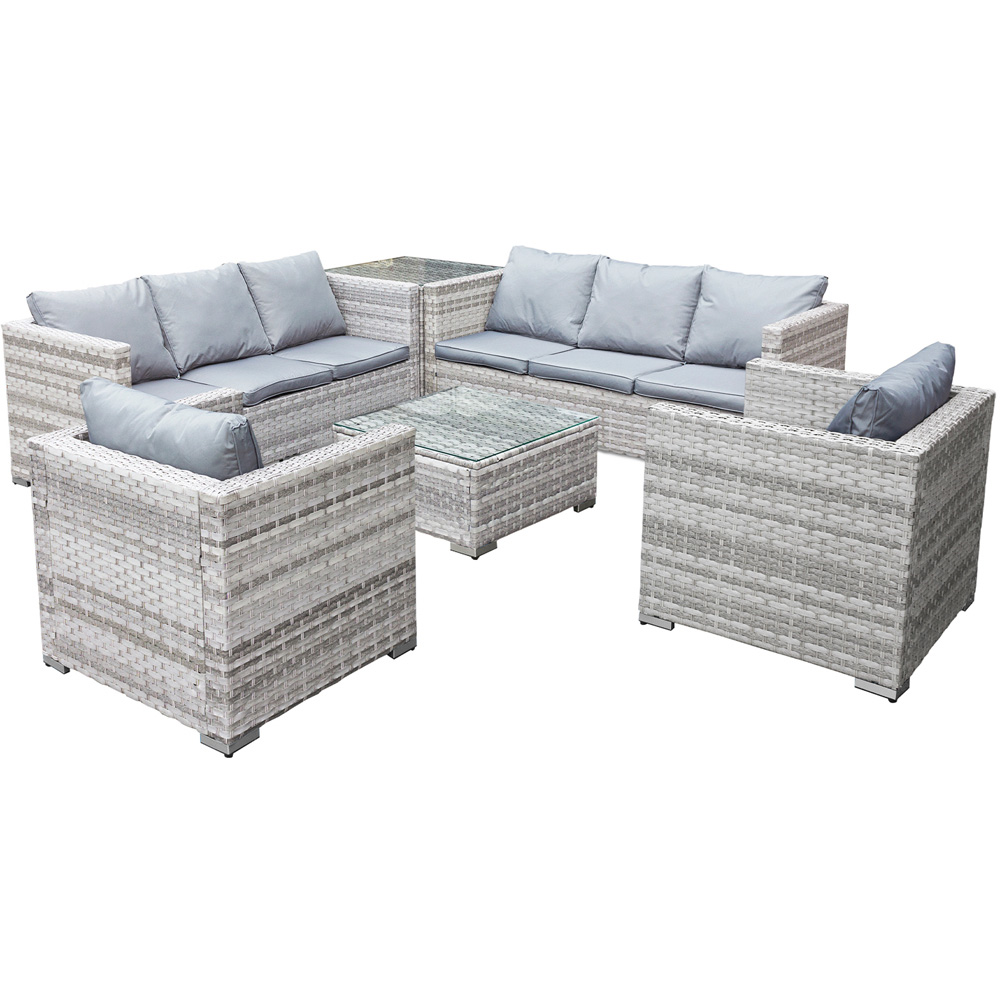 Oseasons Malta 8 Seater Dove Grey Rattan Corner Sofa Set Image 2