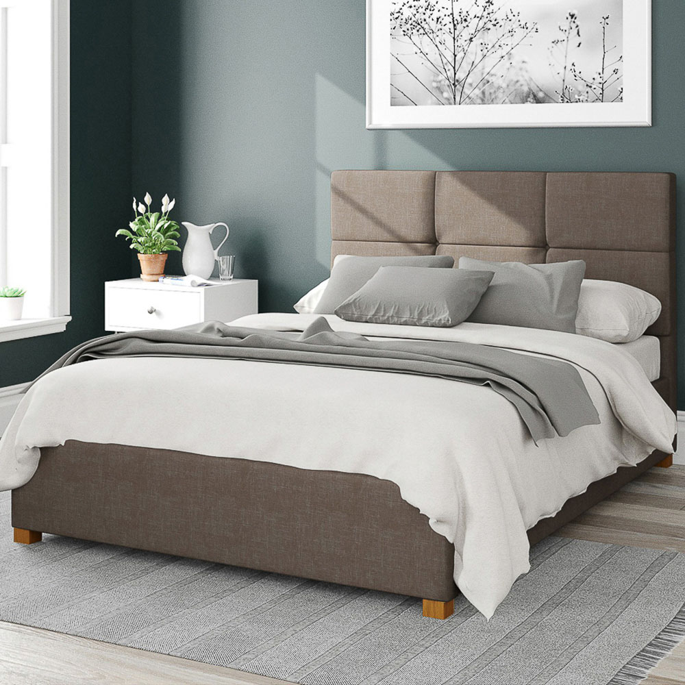 Aspire Caine Small Double Slate Malham Weave Ottoman Bed Image 1