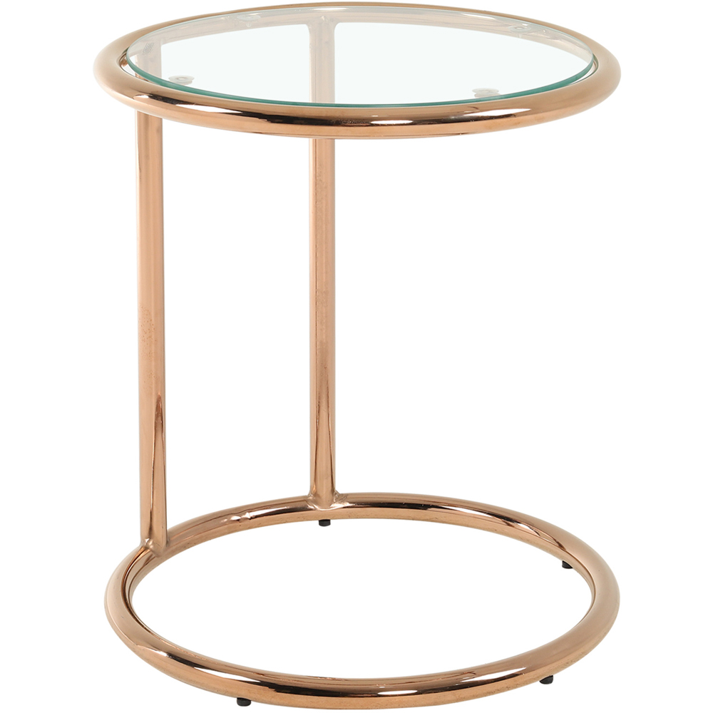 Living and Home Clear Tempered Glass Round Side Table with Metal Base Image 2