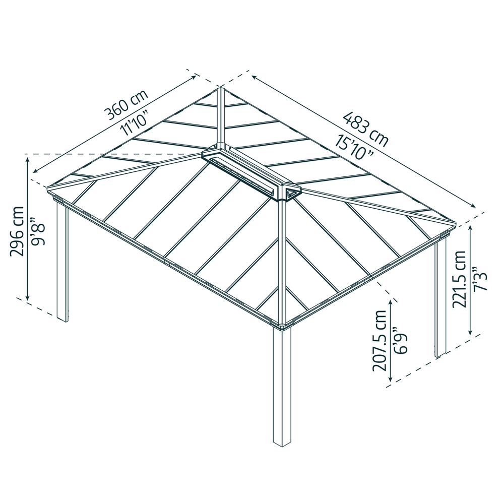 Palram Canopia Dallas 3.6 x 4.8m Grey Gazebo Image 6