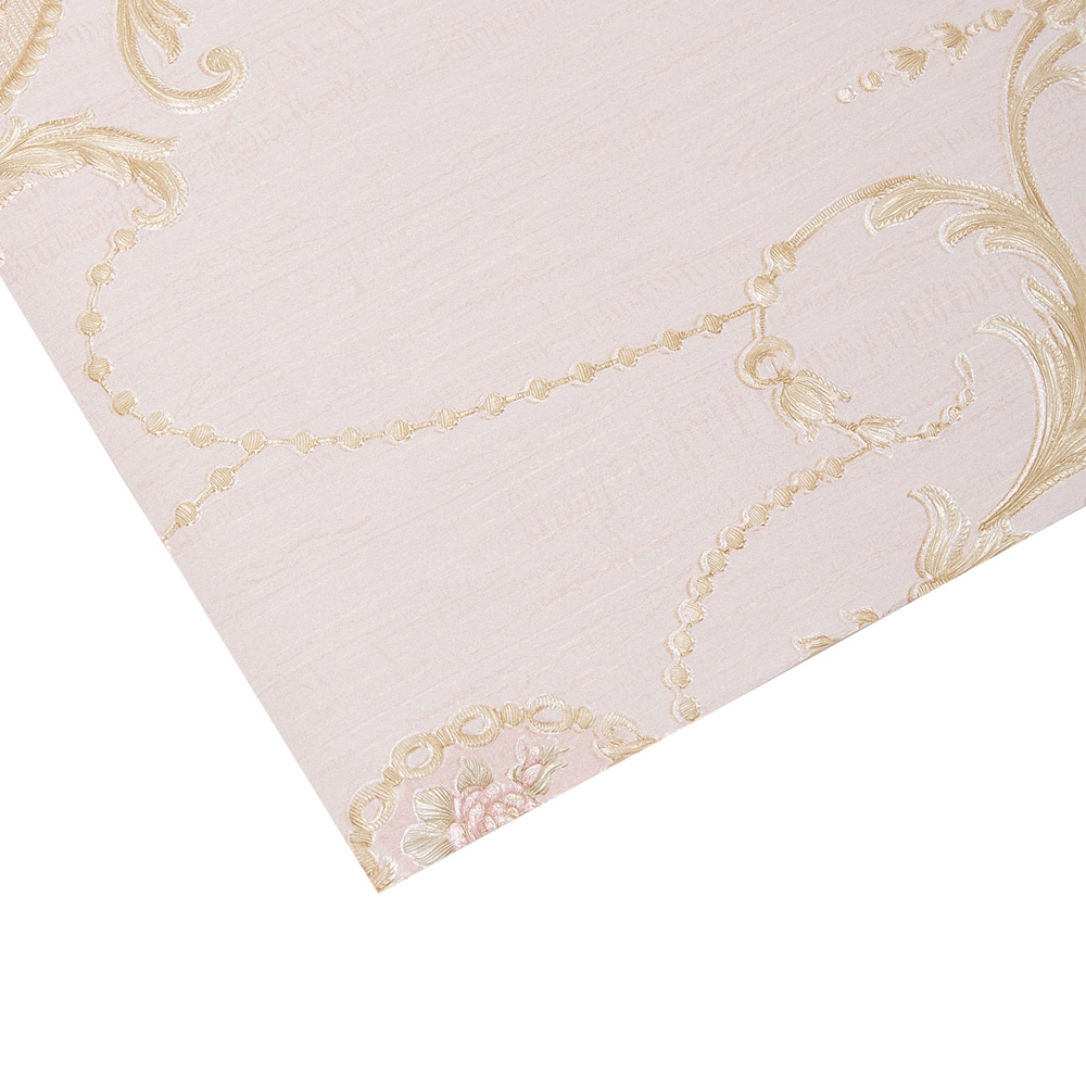 Living and Home Damask Pattern 3D Embossed Pink Non-Pasted Non-Woven Vintage Wallpaper Image 5