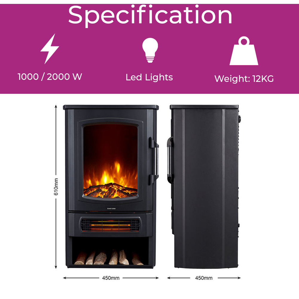 Neo Electric Heater Flame and Log Store 2000W Image 9