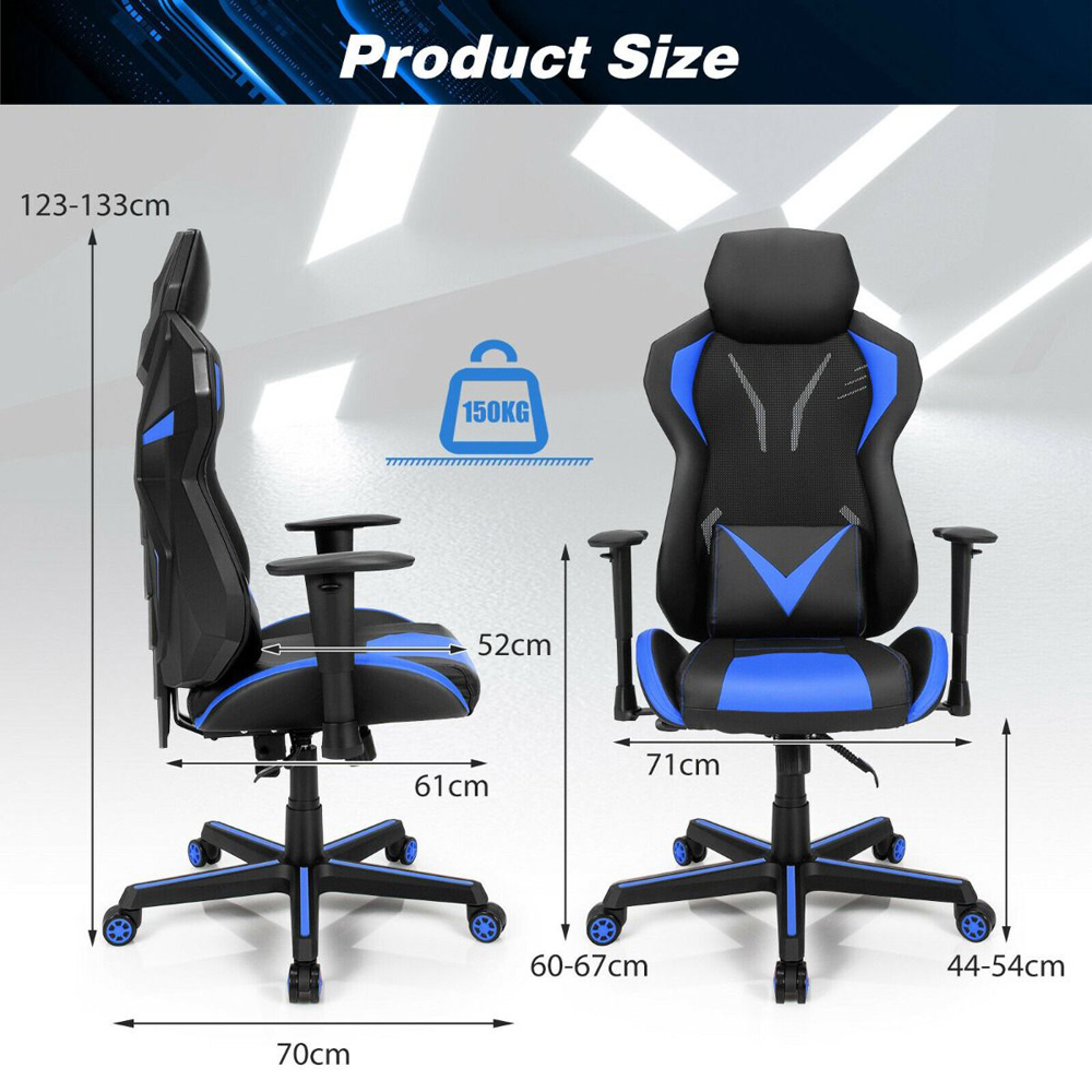 Costway Blue Ergonomic Gaming Chair Image 9