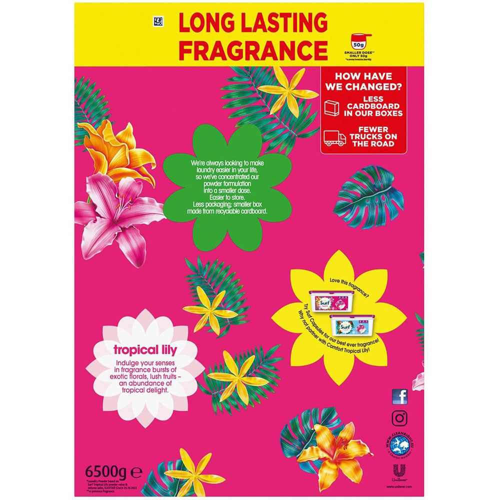 Surf Laundry Powder with Comfort Tropical Lily Fabric Conditioner Image 5