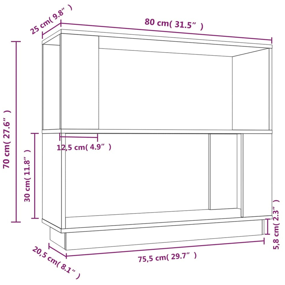 vidaXL 3 Shelf Honey Brown Bookcase Image 9