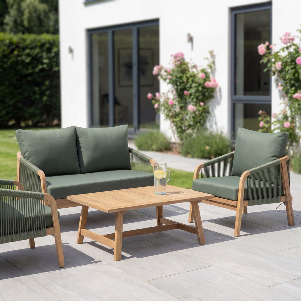 Artemis Home Andria 4 Seater Green Rope Garden Lounge Set Image 4