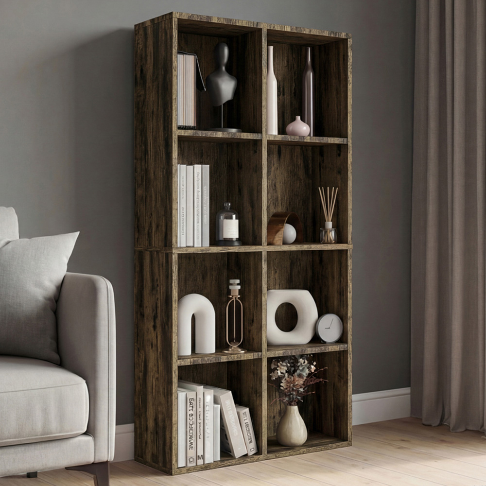 VIDA DESIGNS 8 Shelf Dark Wood Cube Storage Unit Image 1