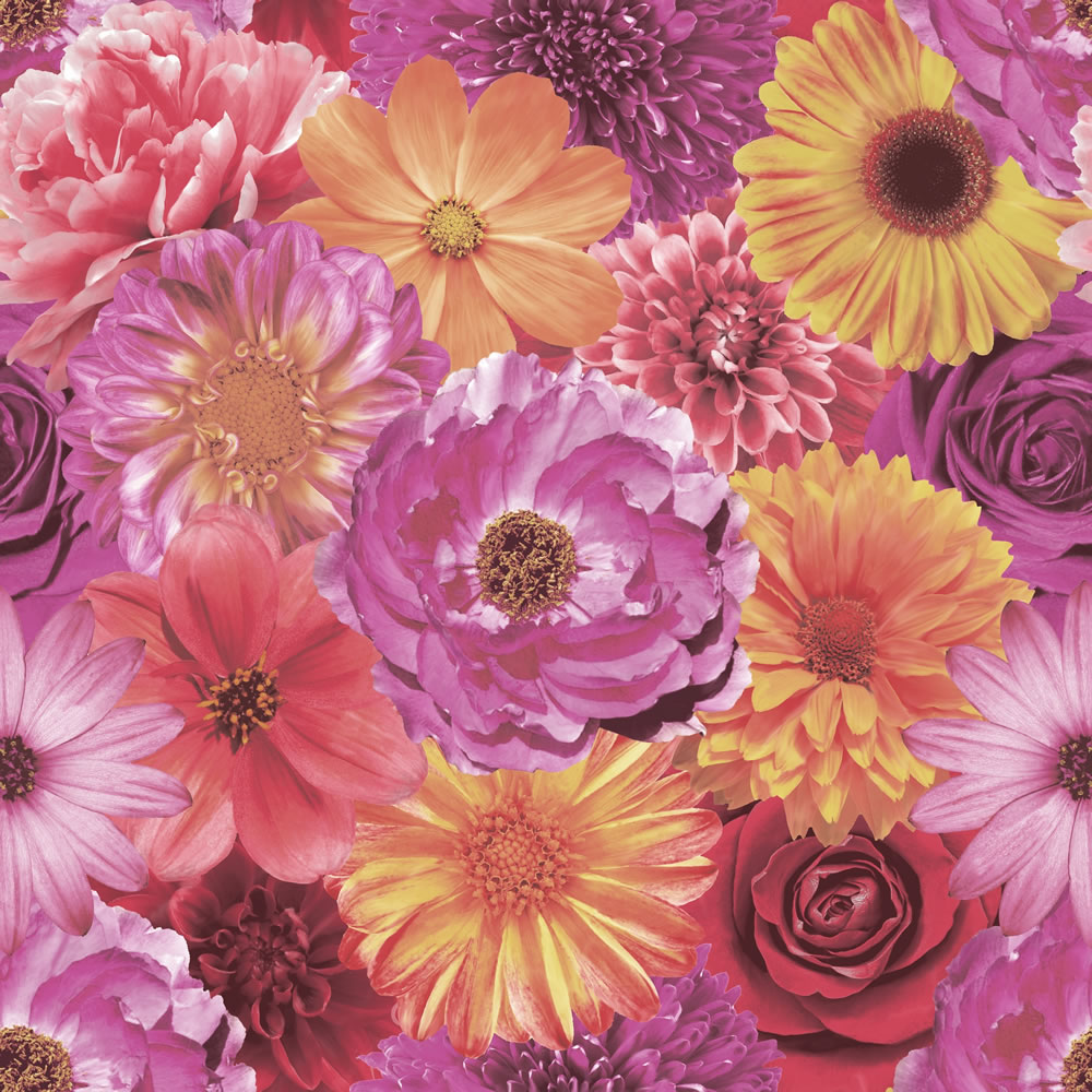 Arthouse Wallpaper Foil In Bloom Fuchsia Image 1