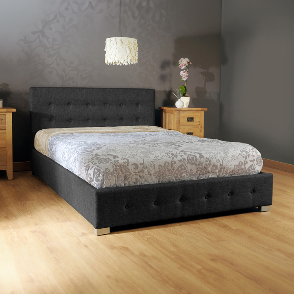 Brooklyn King Size Black Faux Leather Ottoman Storage Bed Image 1