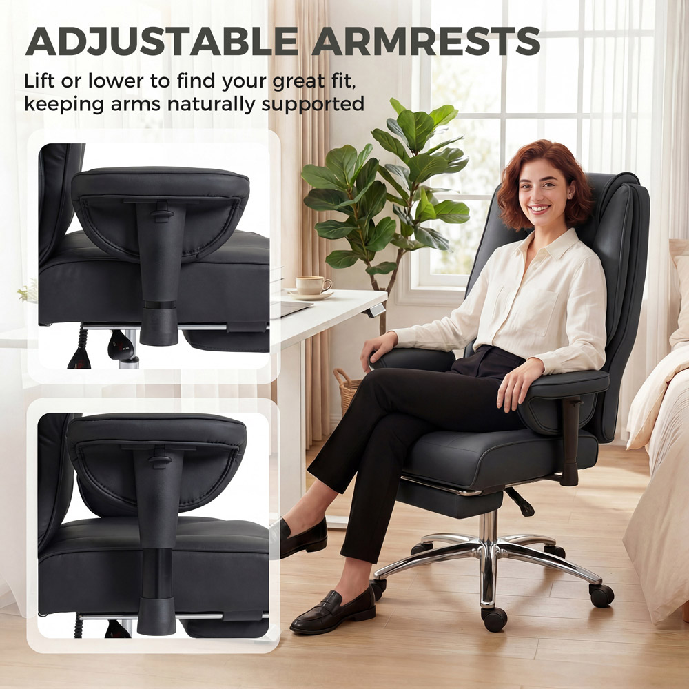 HOMCOM Black Executive Office Reclining Chair with Footrest Image 4