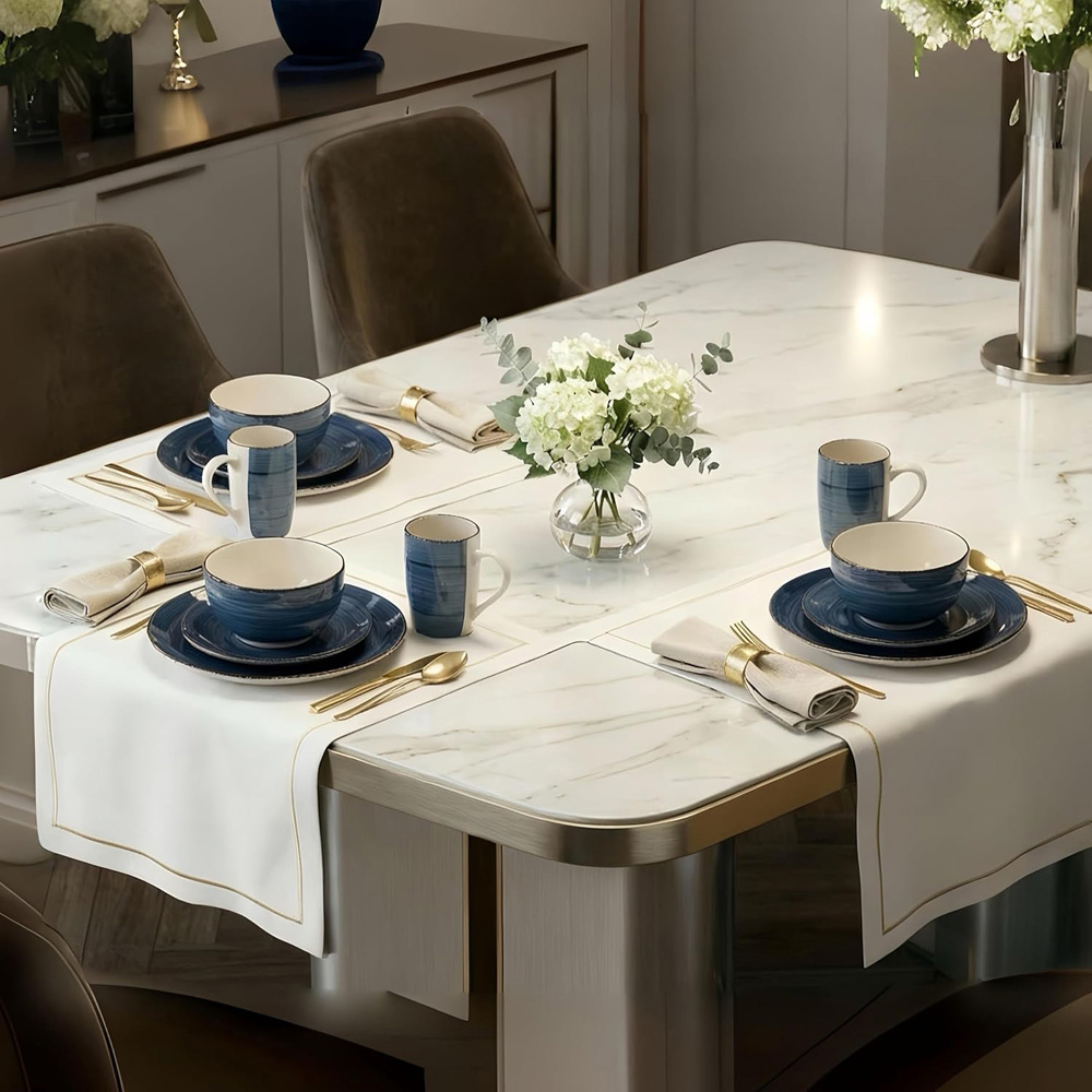 Alivio Spiral Glaze Blue Lead-Free Porcelain 16 Piece Dinner Set Image 4