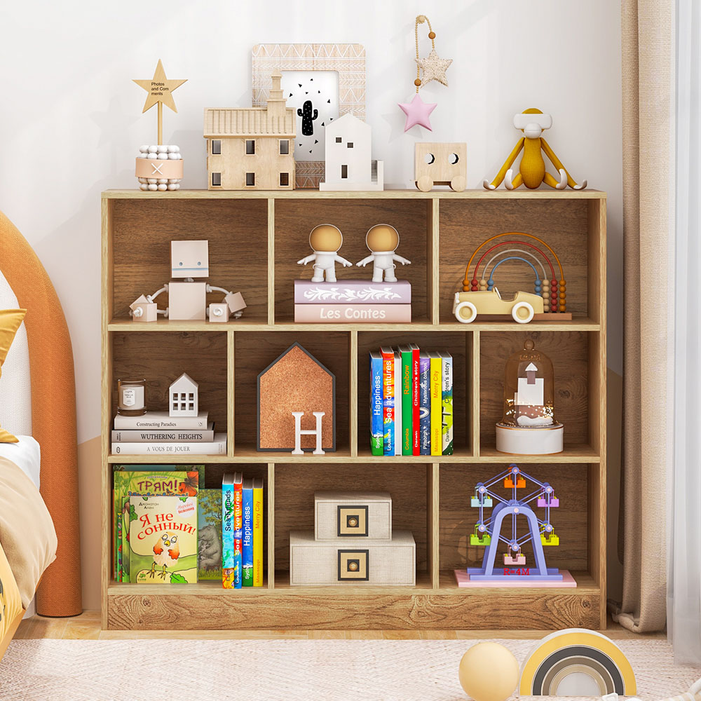 Costway 10 Cube Natural Bookshelf Image 5