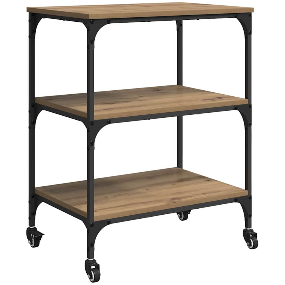 vidaXL 3 Shelf Artisan Oak Kitchen Trolley Image 4