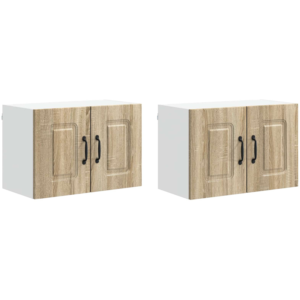 vidaXL Kalmar 2 Door Sonoma Oak Wall Mounted Kitchen Cabinet Set of 2 Image 8