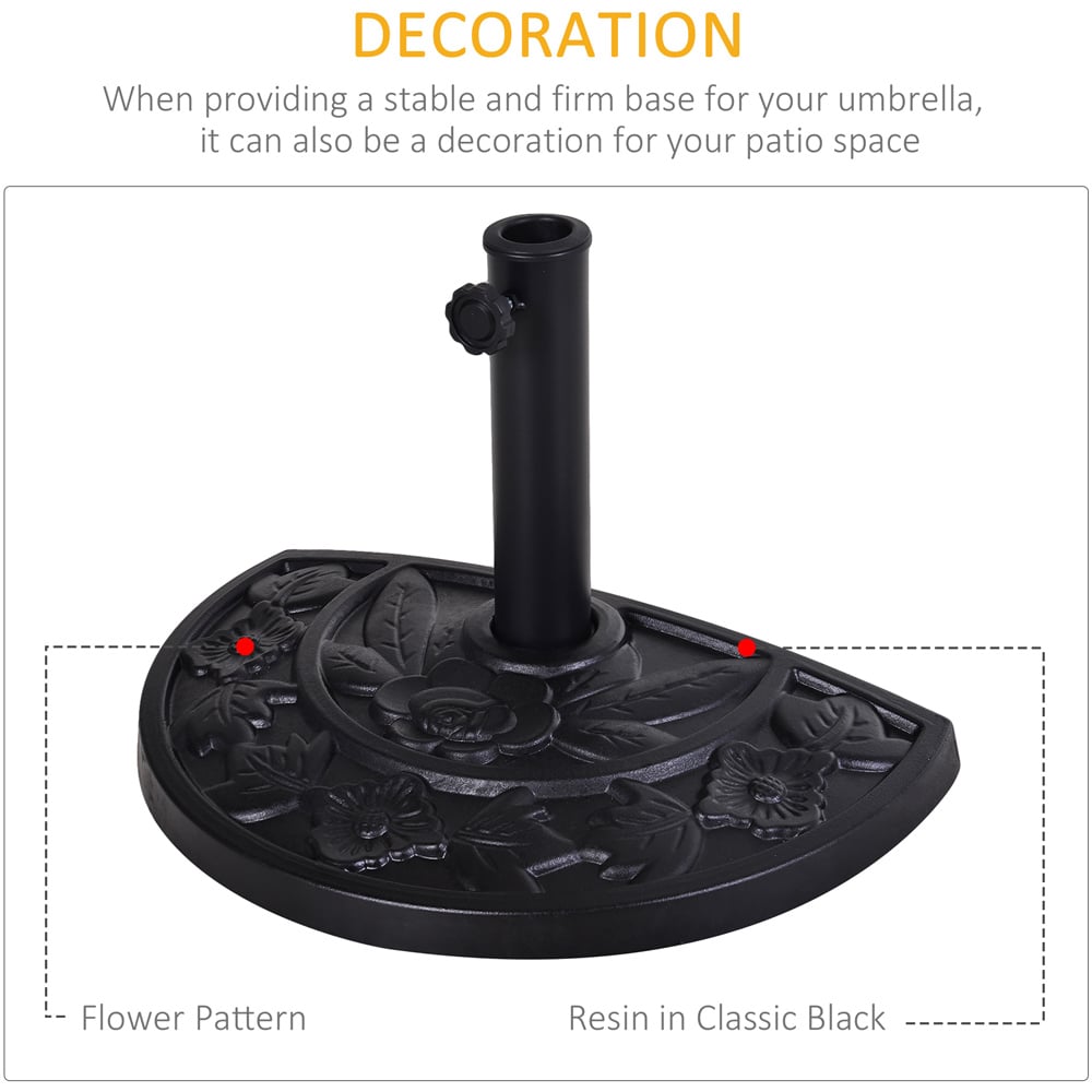 Outsunny Half Round Parasol Umbrella Base 9kg Image 4