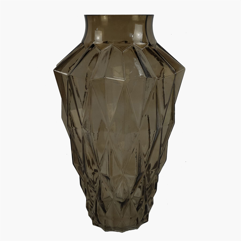 Leaf Yellow Rose Artificial Flower Bundle with Geometric Glass Vase 65cm 6 Pack Image 6