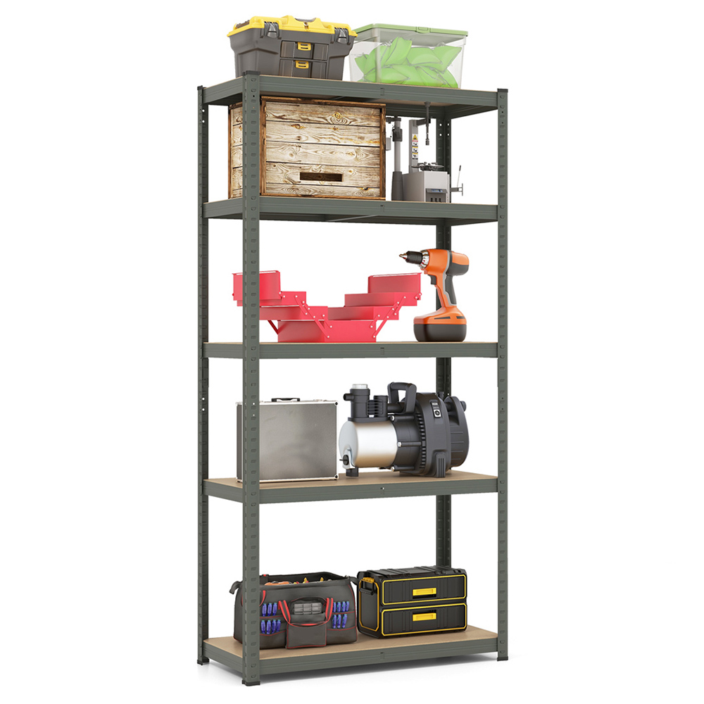 Costway Grey 5 Tier Metal Anti Tipping Shelving Unit Image 3
