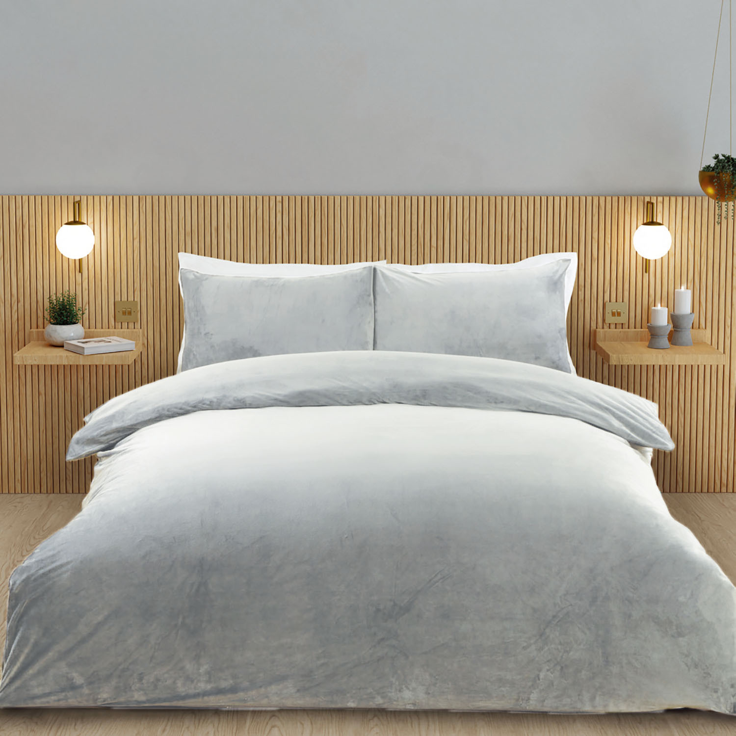 Helsinki Fleece Duvet Cover and Pillowcase Set - Silver / Single Image 1