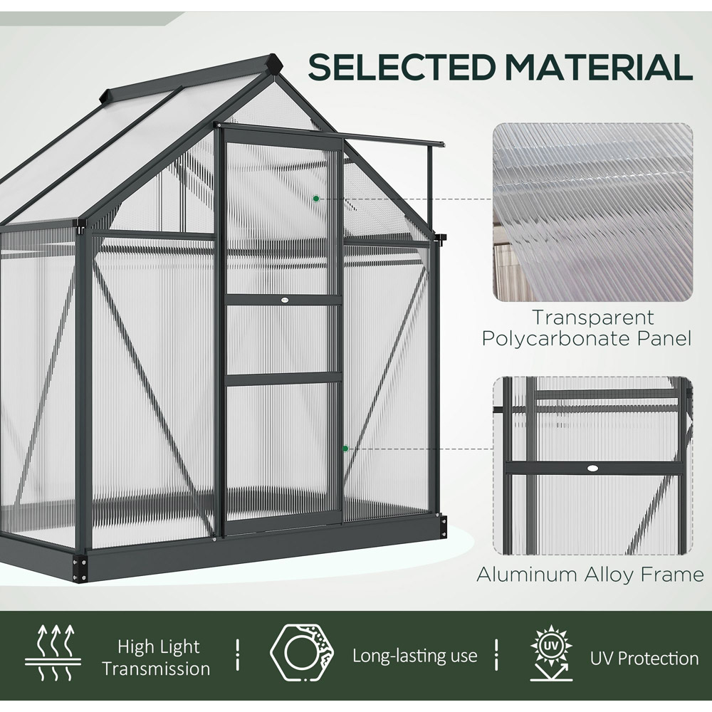 Outsunny Galvanised Aluminium Polycarbonate 6.2 x 4.3ft Walk In Greenhouse Image 5