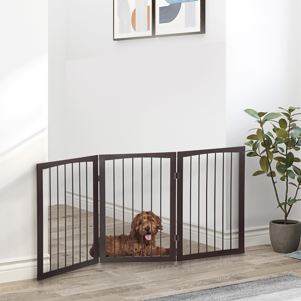 Pawhut Wooden Foldable Free Standing Pet Safety Gate Image 2