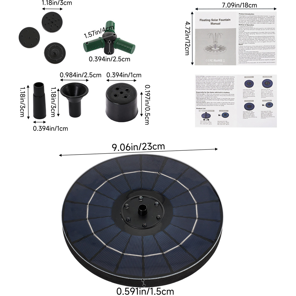 Living and Home 6W Solar Floating Bird Bath Fountain Pump with LED Image 5