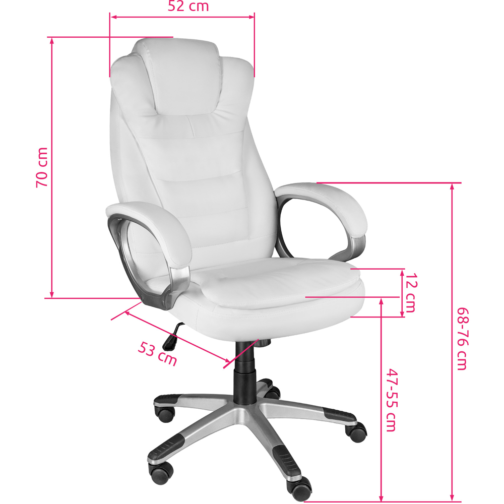 tectake Zulu White Office Chair with Padded Armrest Image 9
