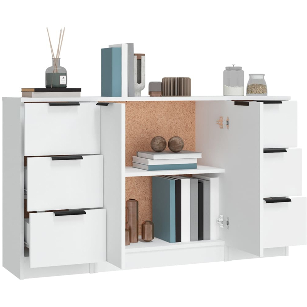 vidaXL 2 Door 6 Drawer White Sideboard 3 Piece Image 4