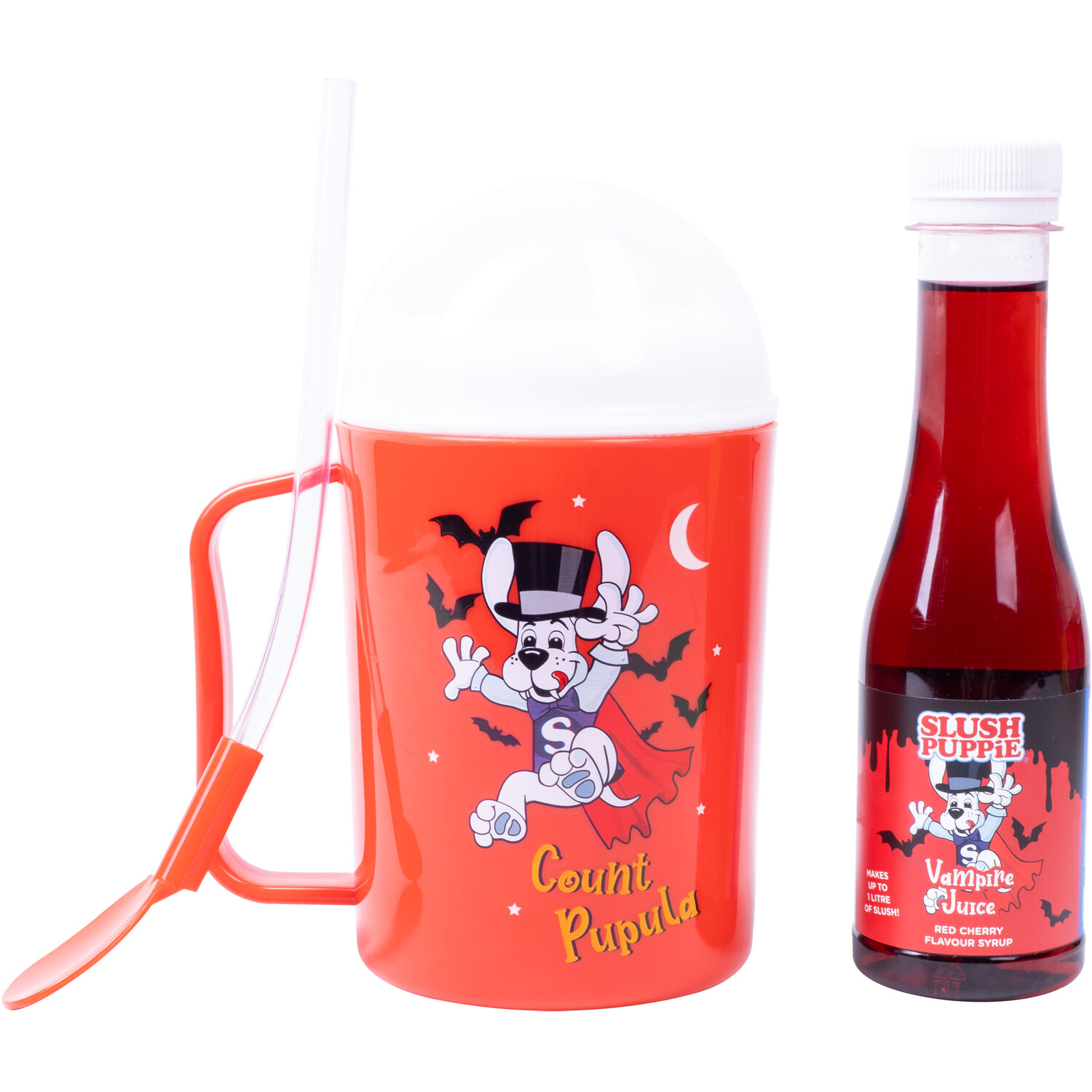 Slush Puppie Halloween Slushie Making Cup and Vampire Juice Syrup Set - Red Image 1