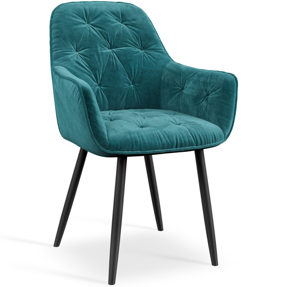 Furniture Online Anika Set of 2 Blue Velvet Padded Seat Dining Chair Image 2