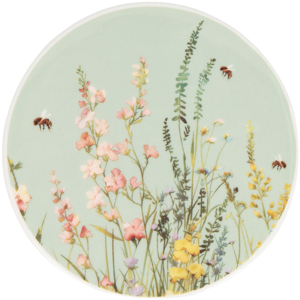 Floral Bees Ceramic Coaster Image 2