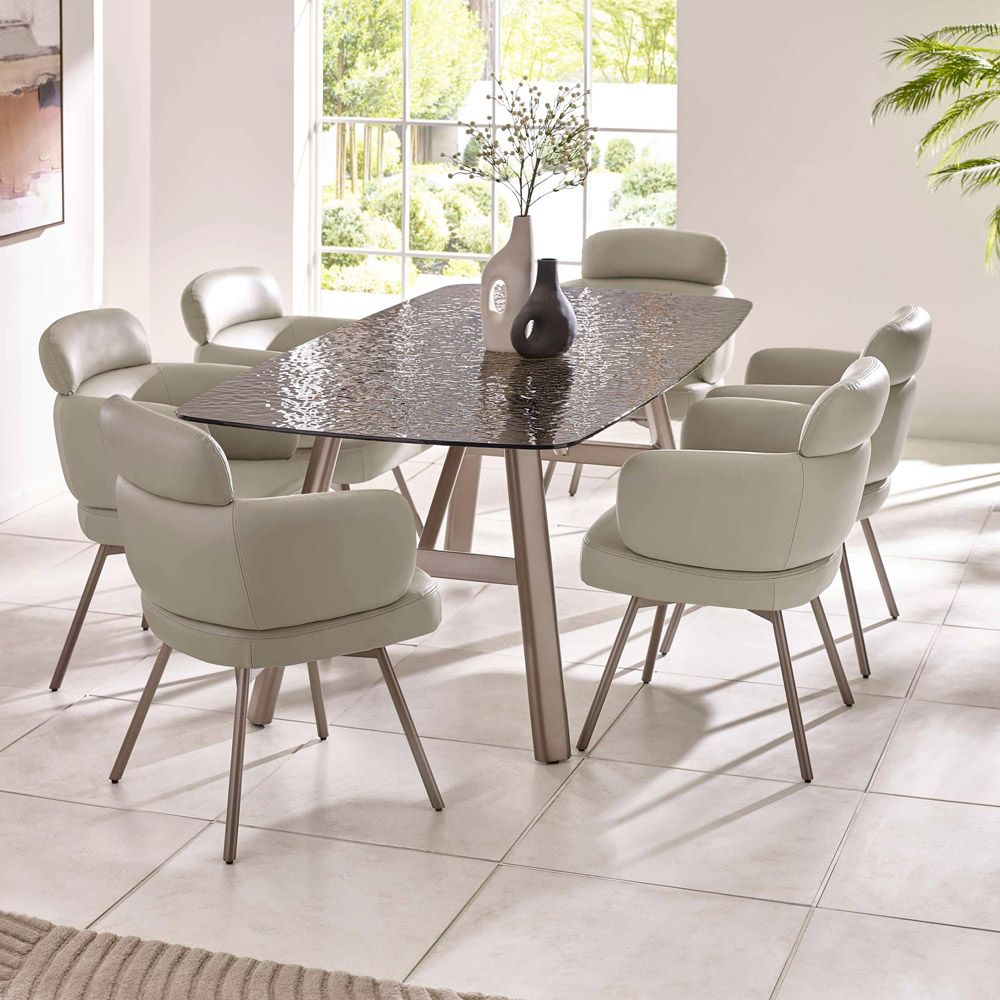 Julian Bowen Callisto 6 Seater Smoked Bubble Glass Rectangular Dining Table Image 7