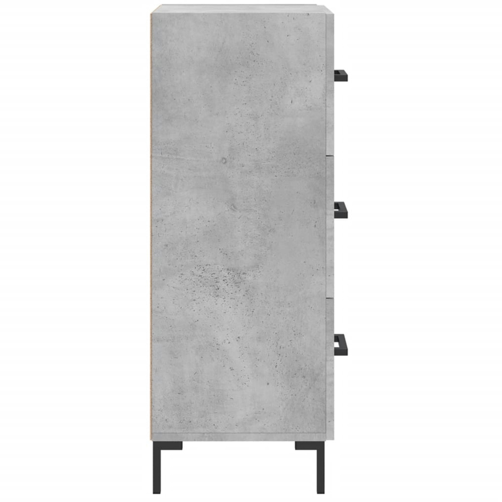 vidaXL 3 Drawer Concrete Grey Wooden Sideboard Image 7
