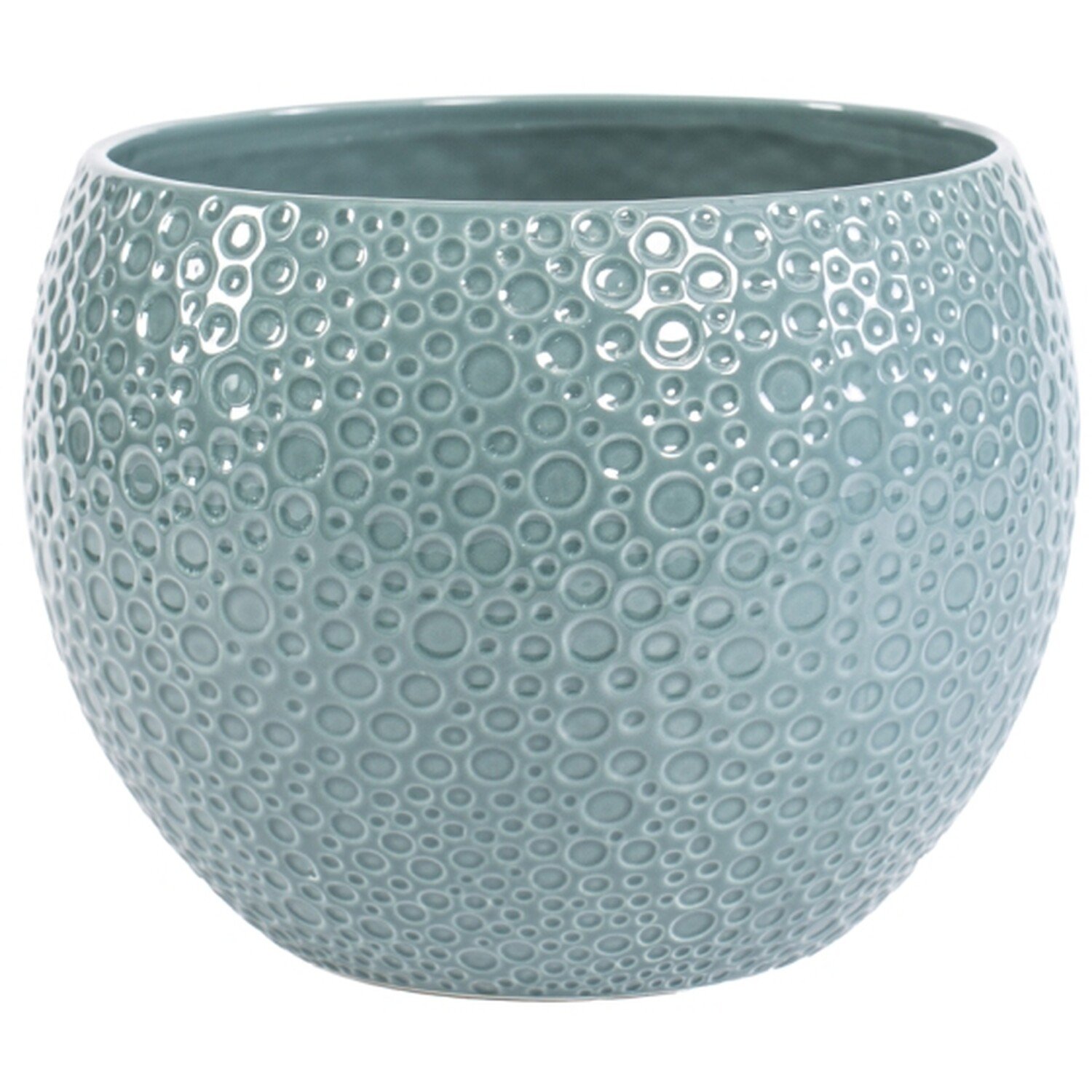 Teal Volcano Finish Ceramic Pot - Teal / Medium Image