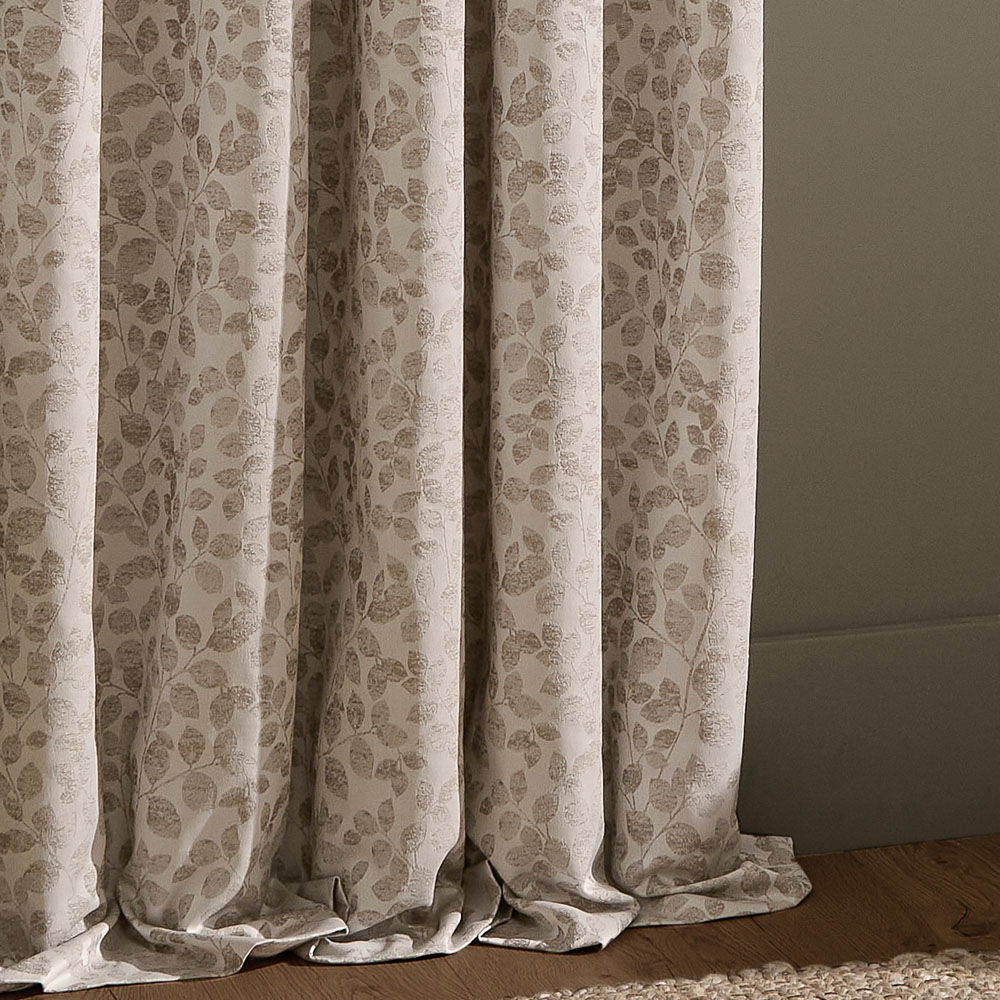 Wylder Grace Leaf Natural Jacquard Fully Lined Pencil Pleat Curtains 168 x 137cm Image 5