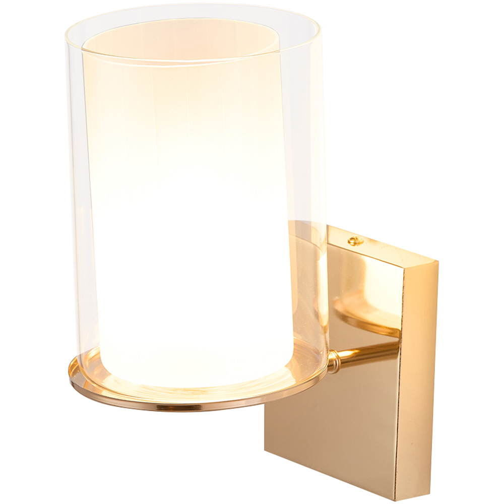 Living and Home Gold Glass Cylinder Shade G9 Wall Light Image 4
