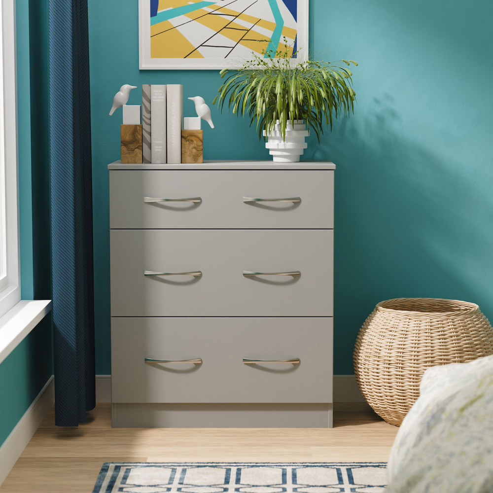 Crowndale Avon 3 Drawer Dusk Grey Deep Chest of Drawers Ready Assembled Image 7