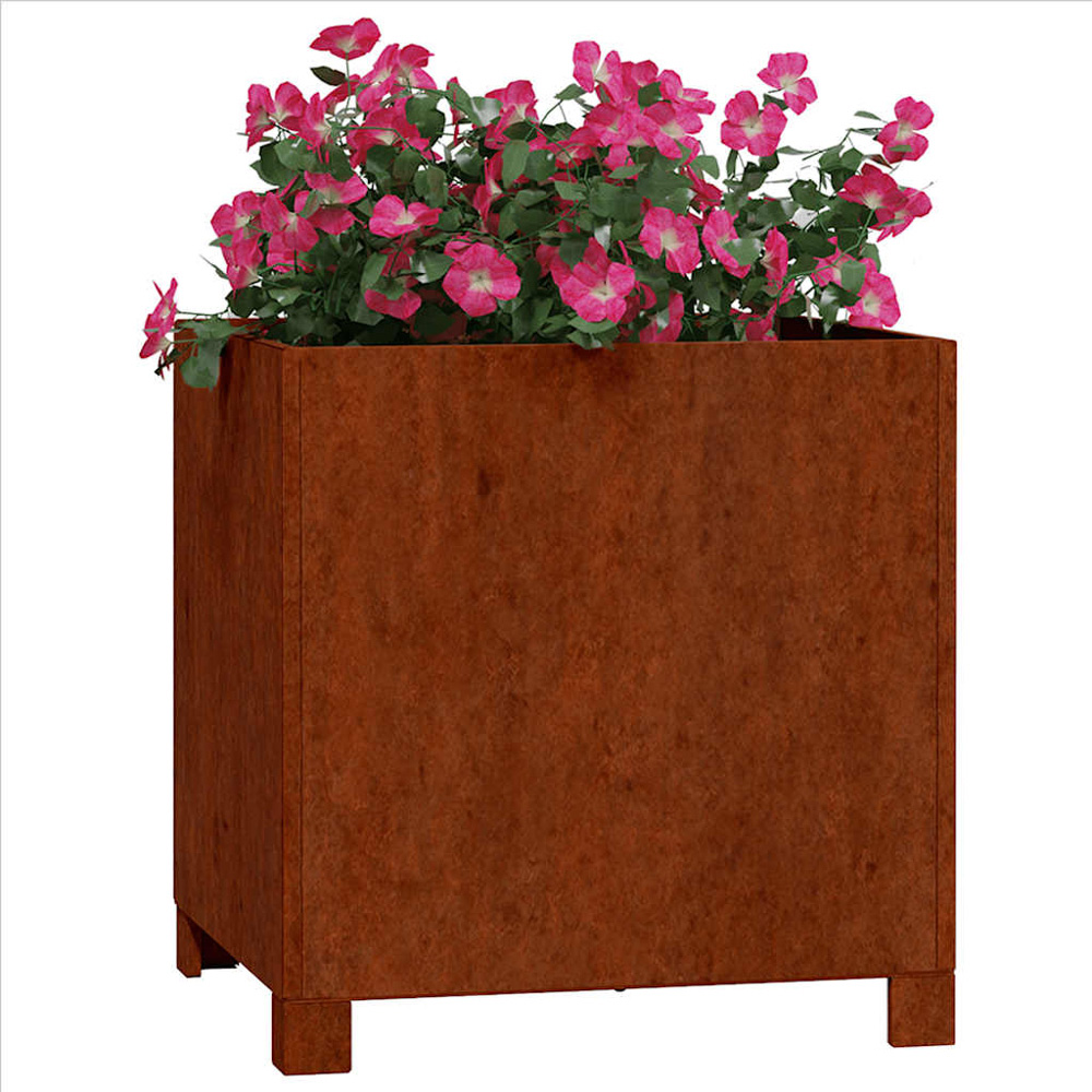 vidaXL Brown Corten Steel Garden Planter with Legs 40 x 40 x 40cm Image 2