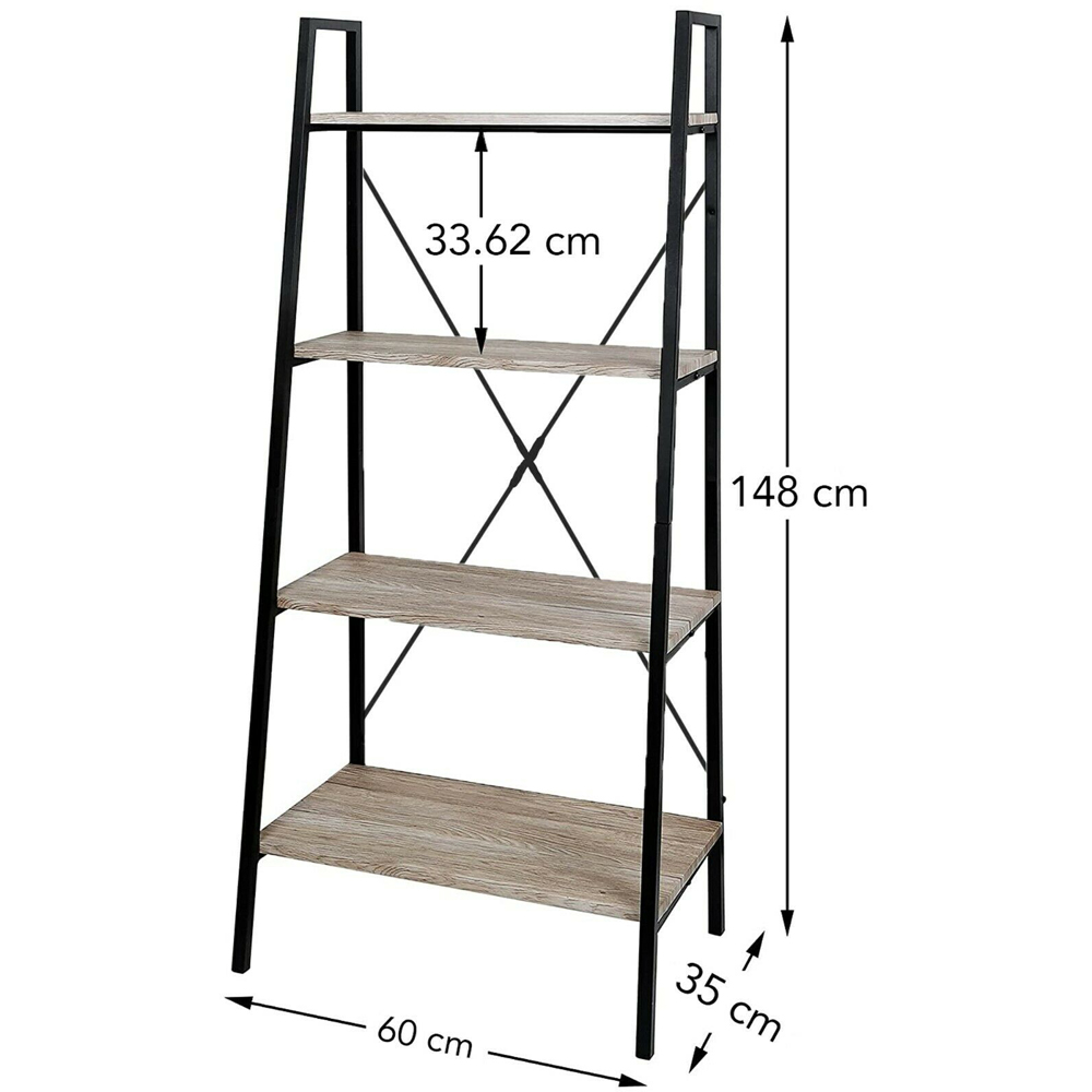 Natural 4 Shelf Ladder Bookcase Image 4