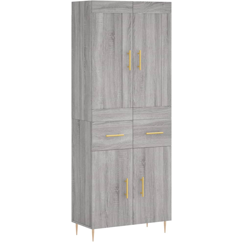vidaXL 4 Door Grey Sonoma Highboard with Metal Handles and Legs Image 2