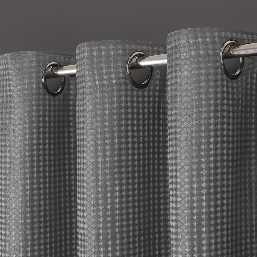 Velosso Waffle Silver Blackout Curtains 168 x 228cm Image 2