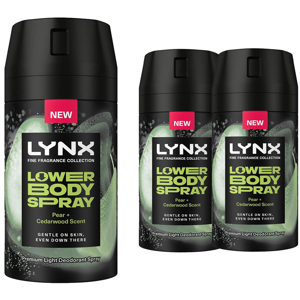 Lynx Lower Body Pear and Cedarwood Spray 100ml 3 Pack Image 1
